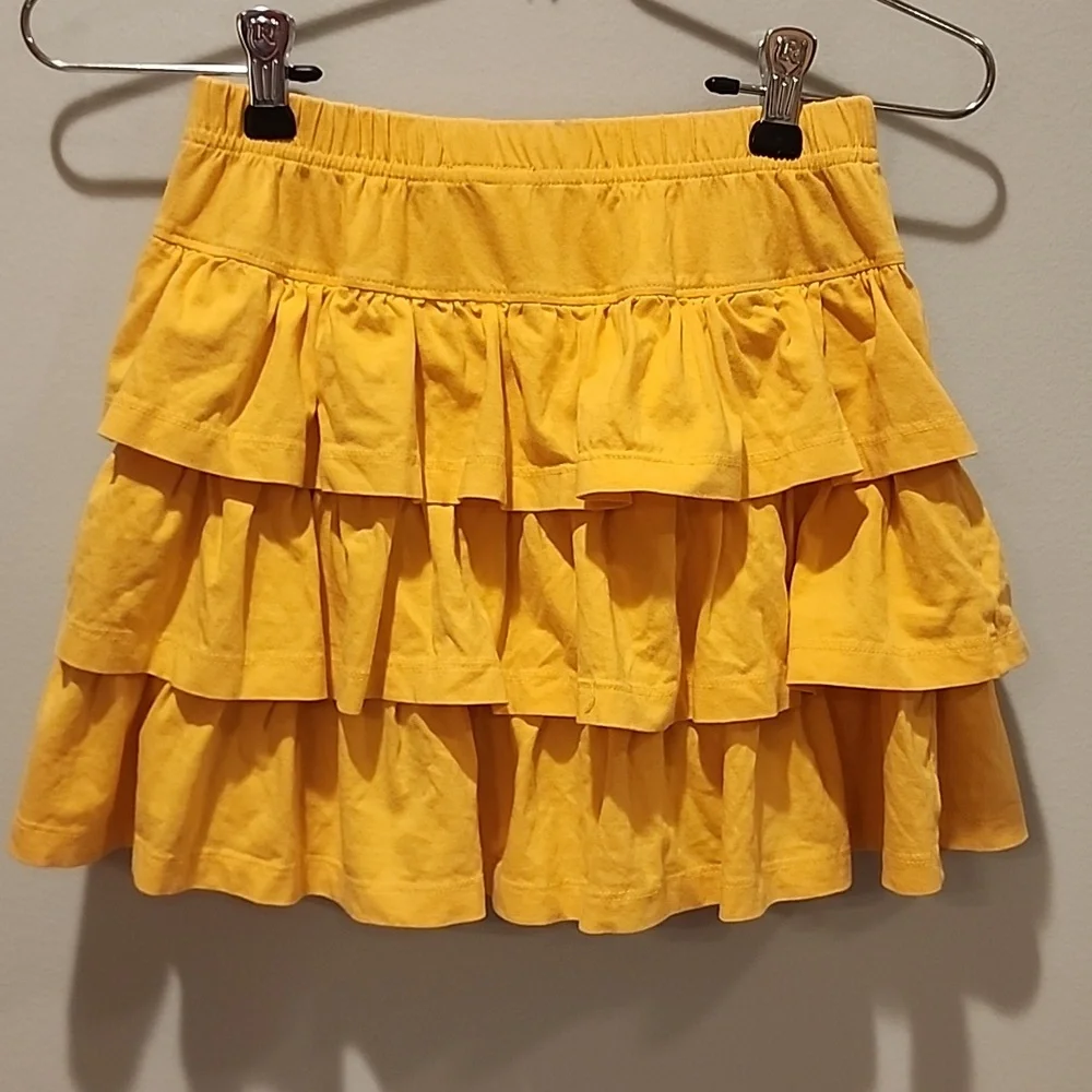 Hanna Andersson Yellow Three Tier Ruffle Skirt With Shorts Skort 140 - Picture 5 of 11